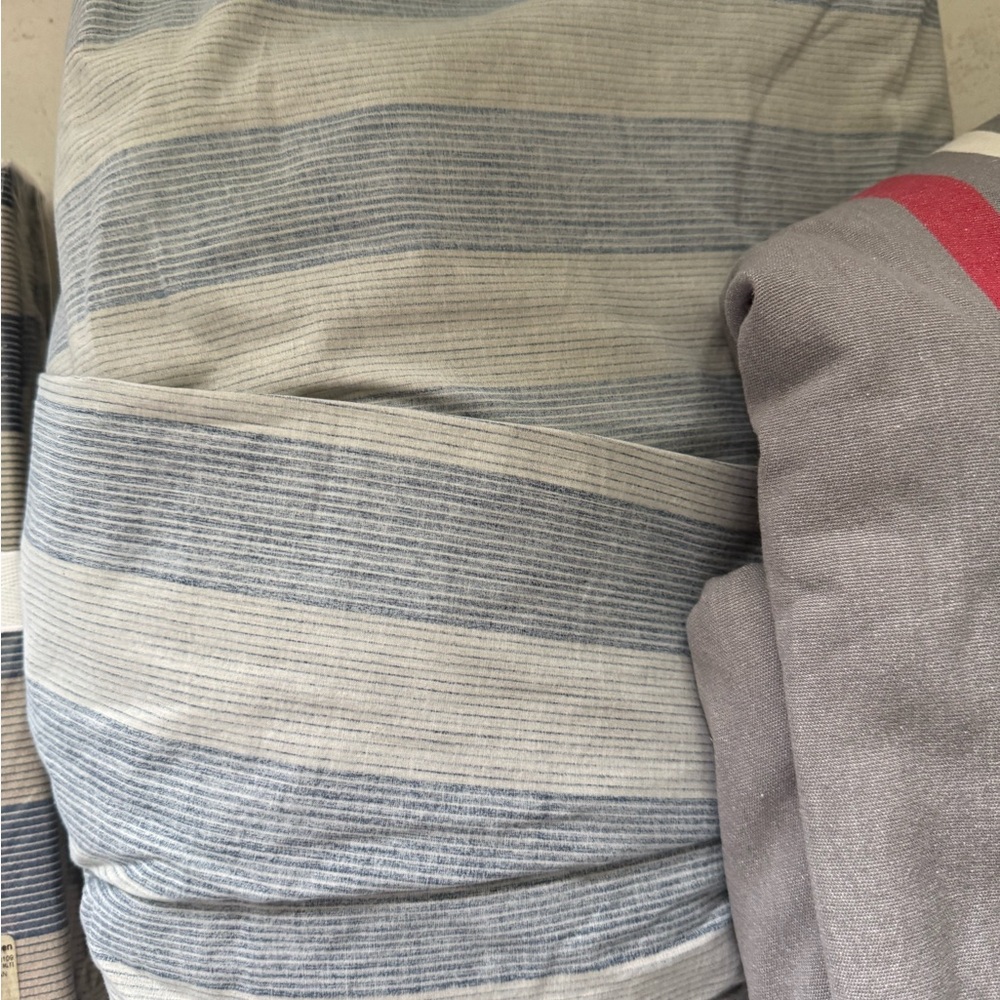 Pottery Barn Teen Blue and Gray Striped Duvet Cover